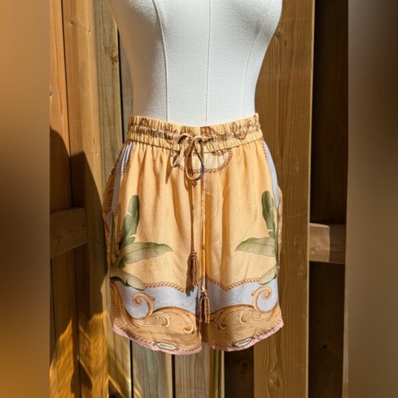 🆕 FARM Rio 🧿 NWOT Multicolor Banana Royalty Kaleidoscope Shorts, Sz L - Picture 6 of 16